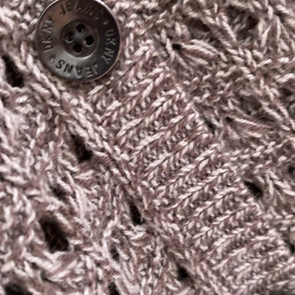 DKNY 5 Button Med Cardigan Brown Tweed Loose Knit - Picture 4 of 7